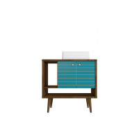 Manhattan Comfort 240BMC93 Liberty 31.49 Bathroom Vanity with Sink and 2 Shelves in Rustic Brown and Aqua Blue